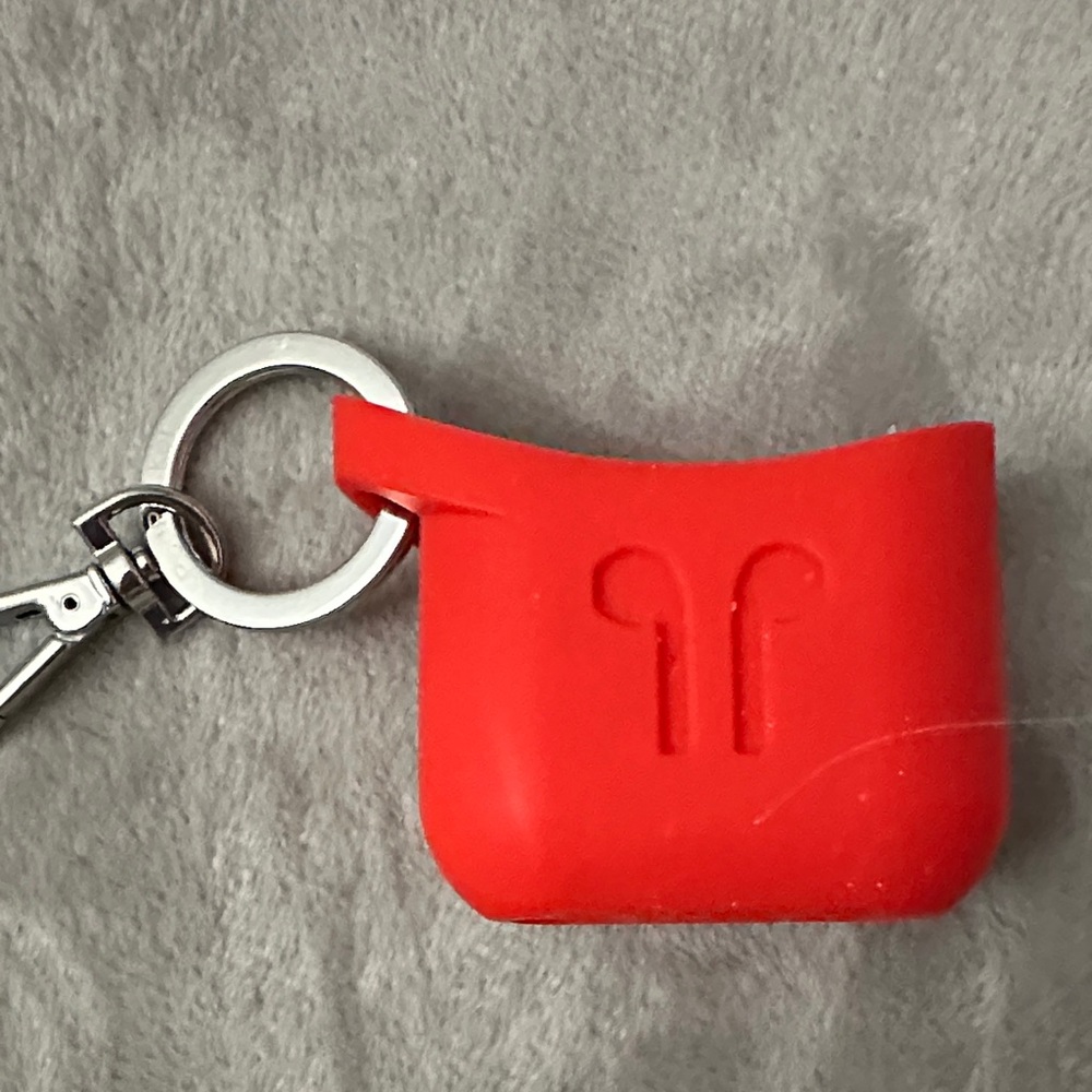 Red Silicone Earbud Case with Keychain